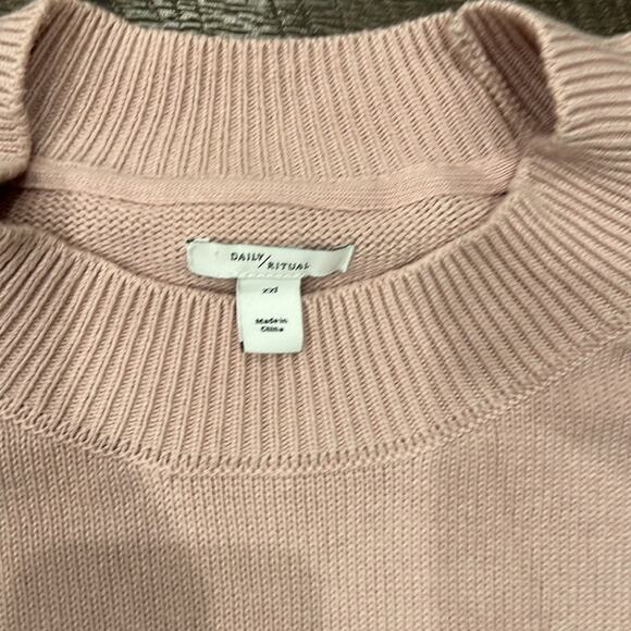 Daily Ritual Women's Cotton Mock Neck Sweater Pastel Pink Size XXL - Picture 5 of 7